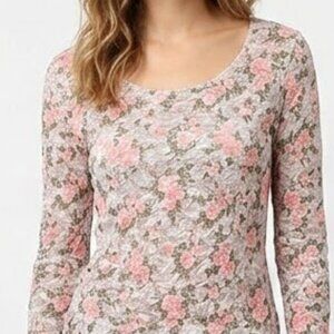 Floral Lace Long Sleeve Sheer Top Size S Romantic Cottagecore Blouse like new